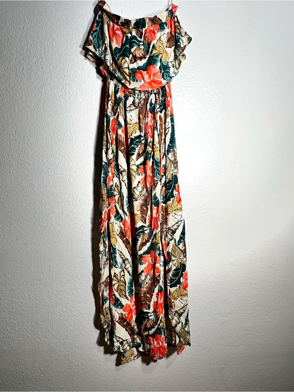 Ripcurl Tropical Off-Shoulder Maxi Dress with Floral Print Small